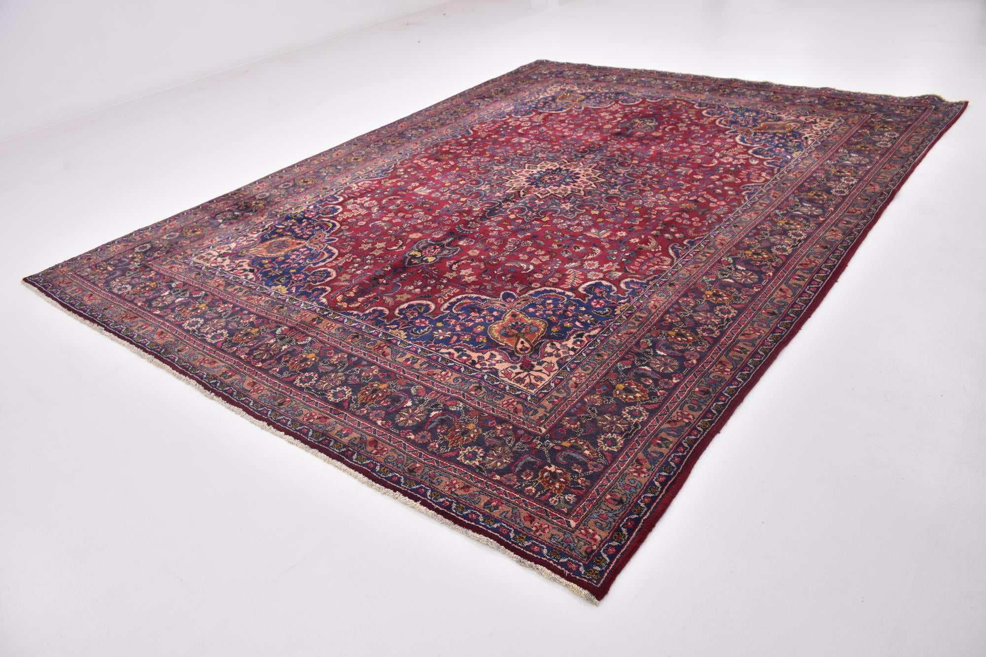 9' 9 x 13' Hand Knotted Mashad Persian Wool Rug