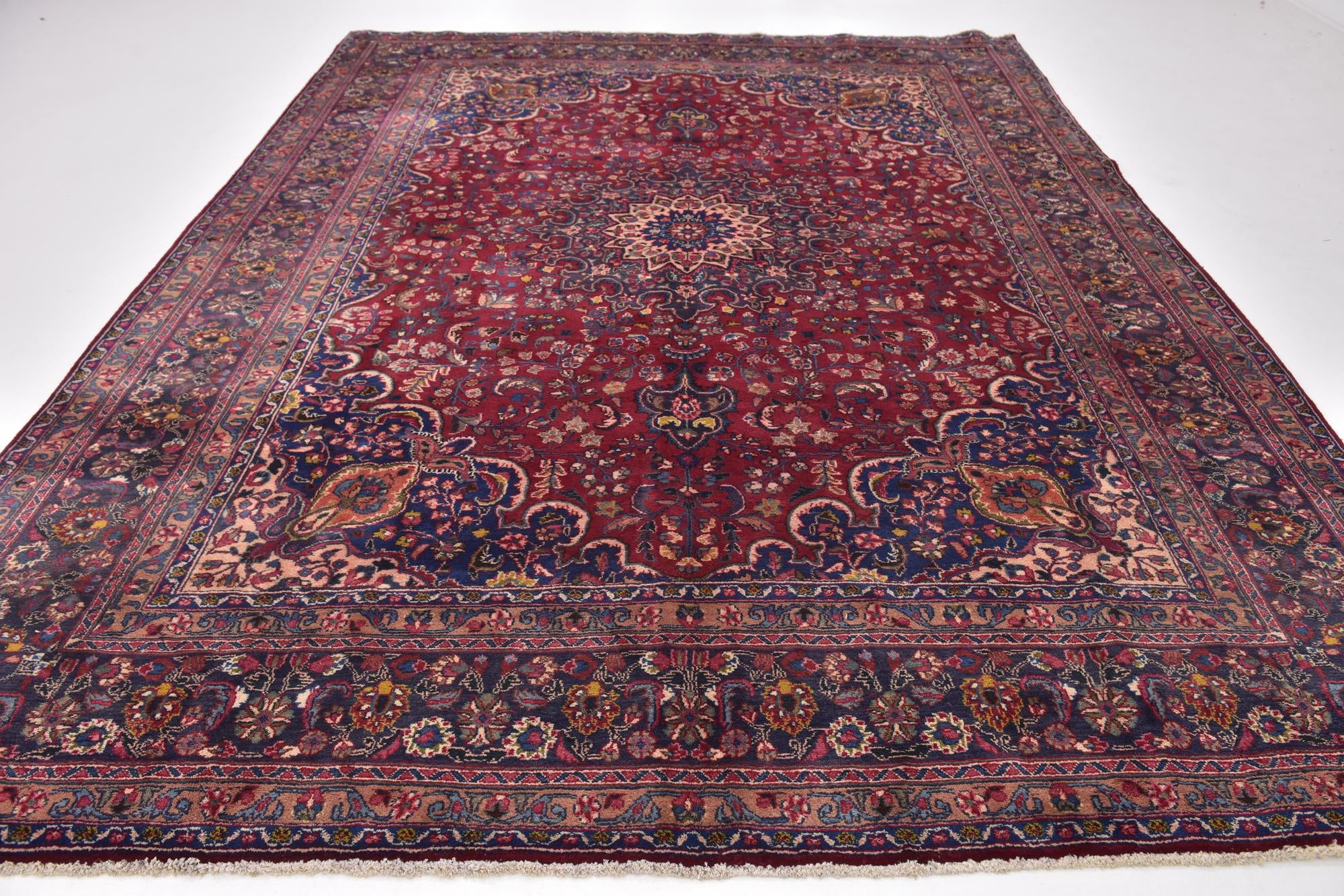 9' 9 x 13' Hand Knotted Mashad Persian Wool Rug
