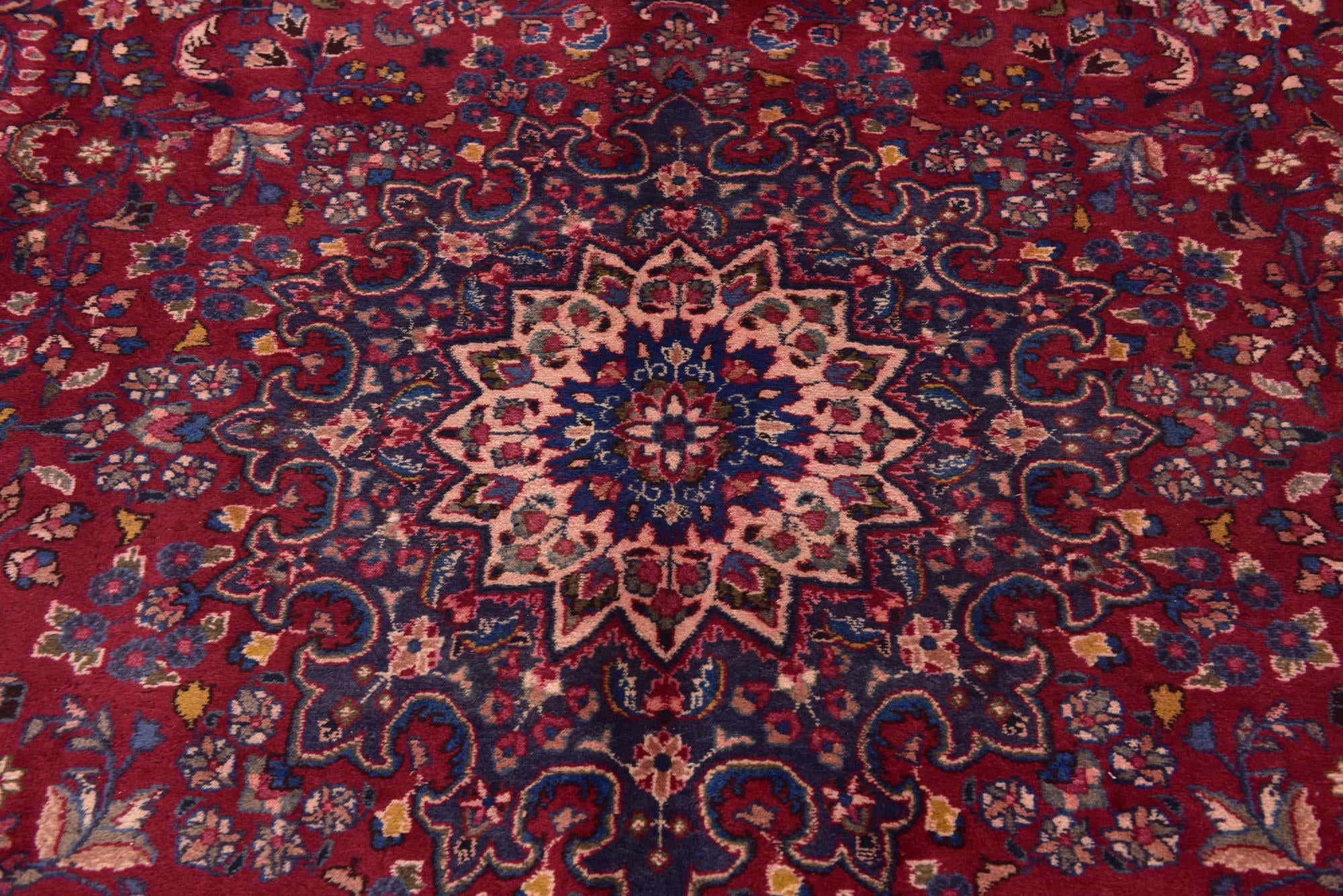 9' 9 x 13' Hand Knotted Mashad Persian Wool Rug