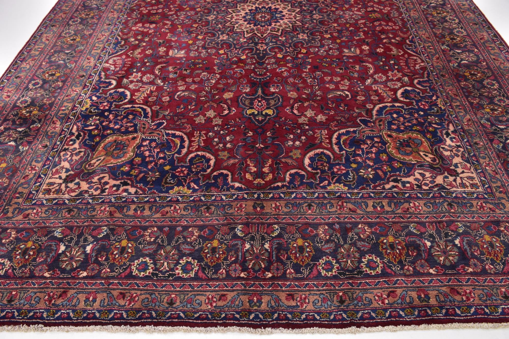 9' 9 x 13' Hand Knotted Mashad Persian Wool Rug
