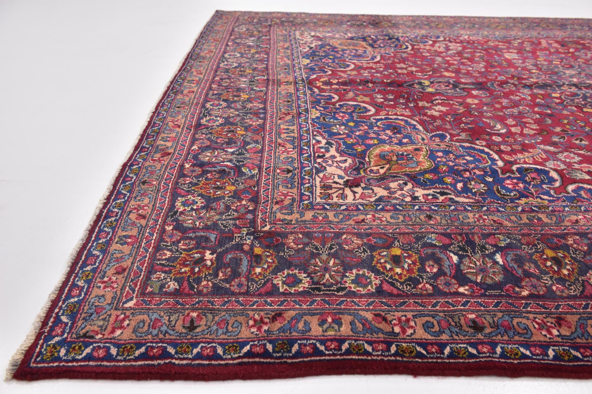 9' 9 x 13' Hand Knotted Mashad Persian Wool Rug