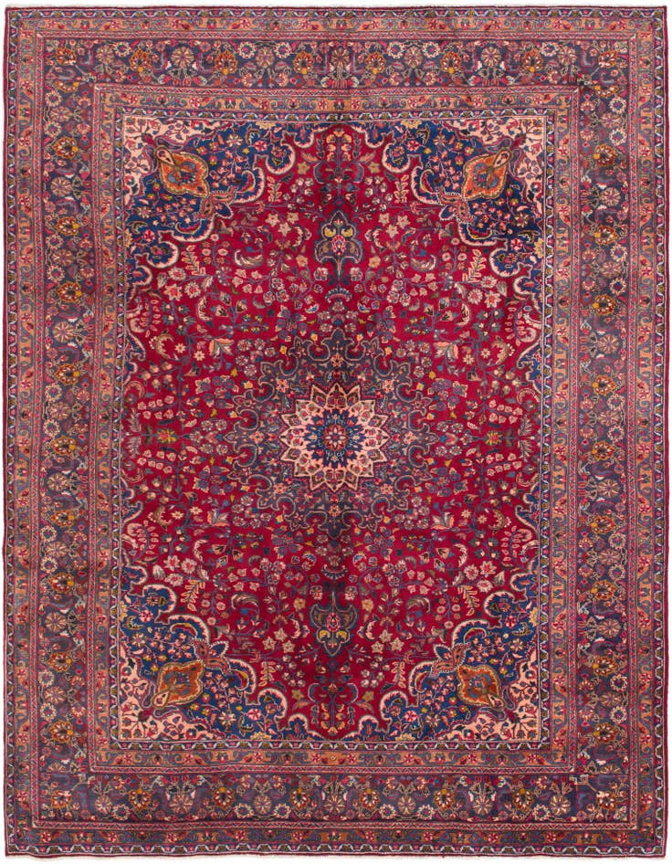 Detail image of 9' 9 x 13' Hand Knotted Mashad Persian Wool Rug