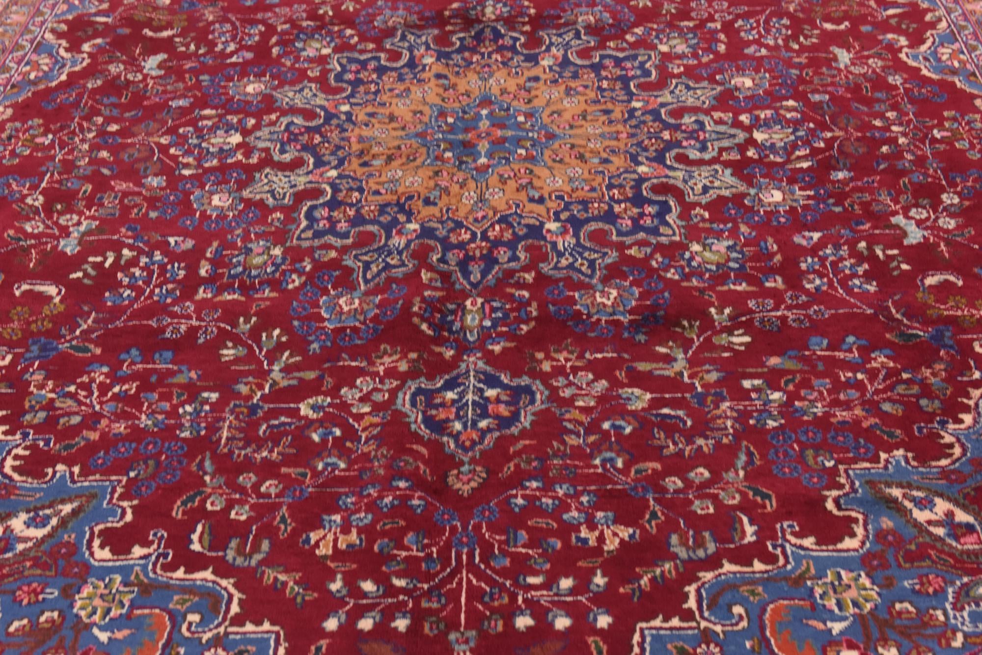 9' 9 x 13' Hand Knotted Mashad Persian Wool Rug