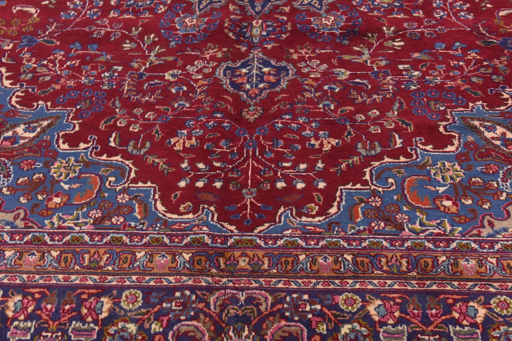 9' 9 x 13' Hand Knotted Mashad Persian Wool Rug