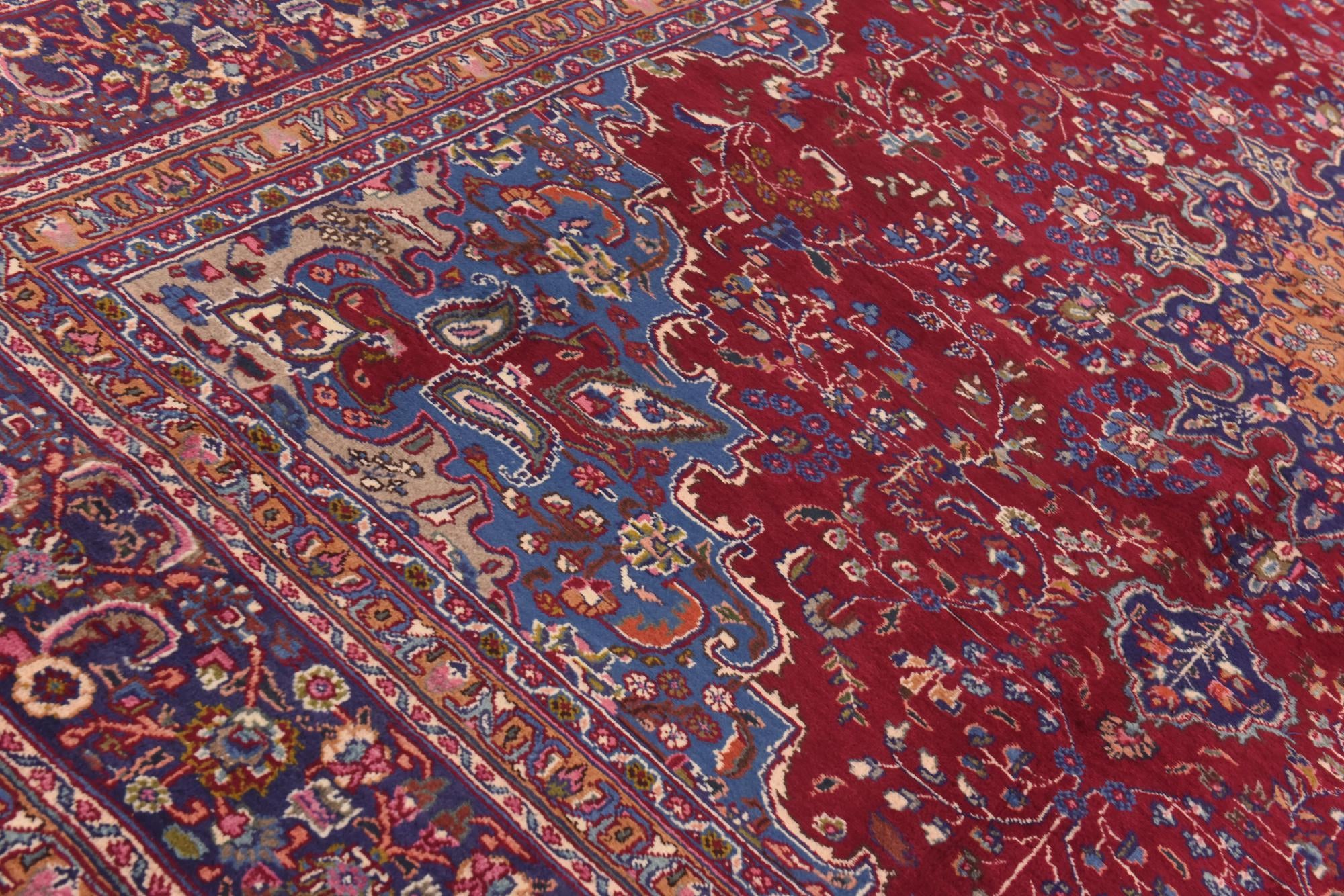 9' 9 x 13' Hand Knotted Mashad Persian Wool Rug