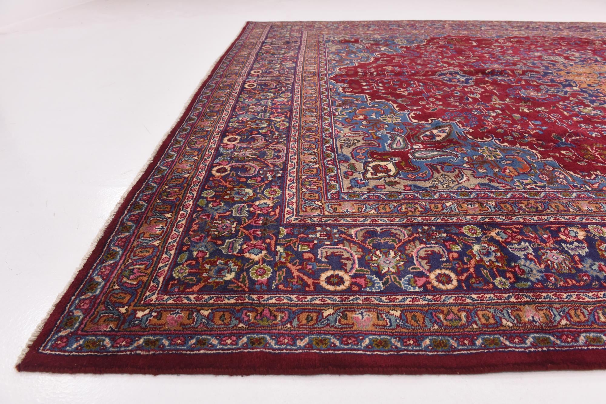 9' 9 x 13' Hand Knotted Mashad Persian Wool Rug