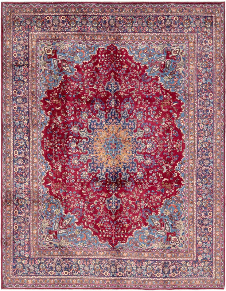 Detail image of 9' 9 x 13' Hand Knotted Mashad Persian Wool Rug