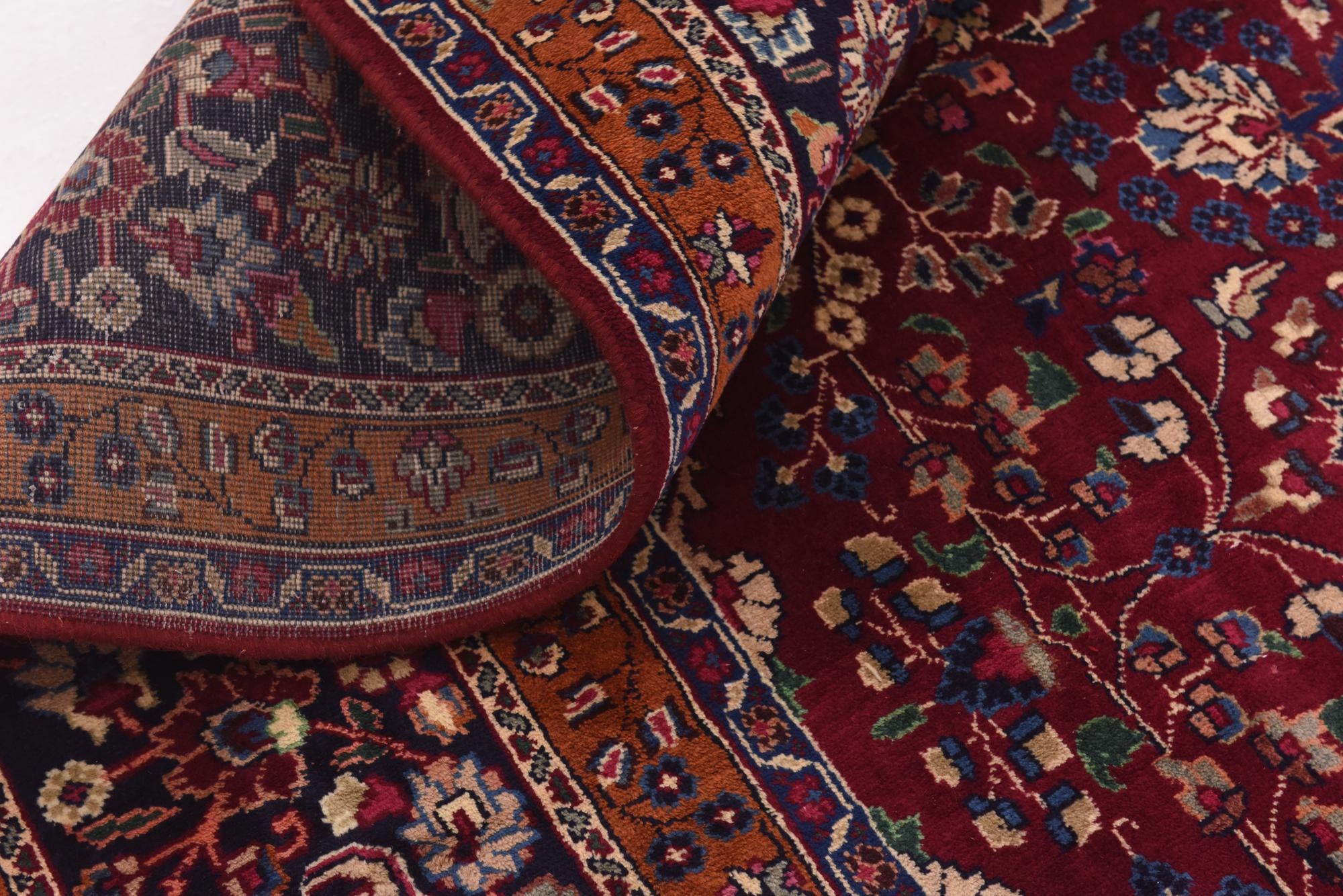 9' 6 x 12' 9 Hand Knotted Mashad Persian Wool Rug
