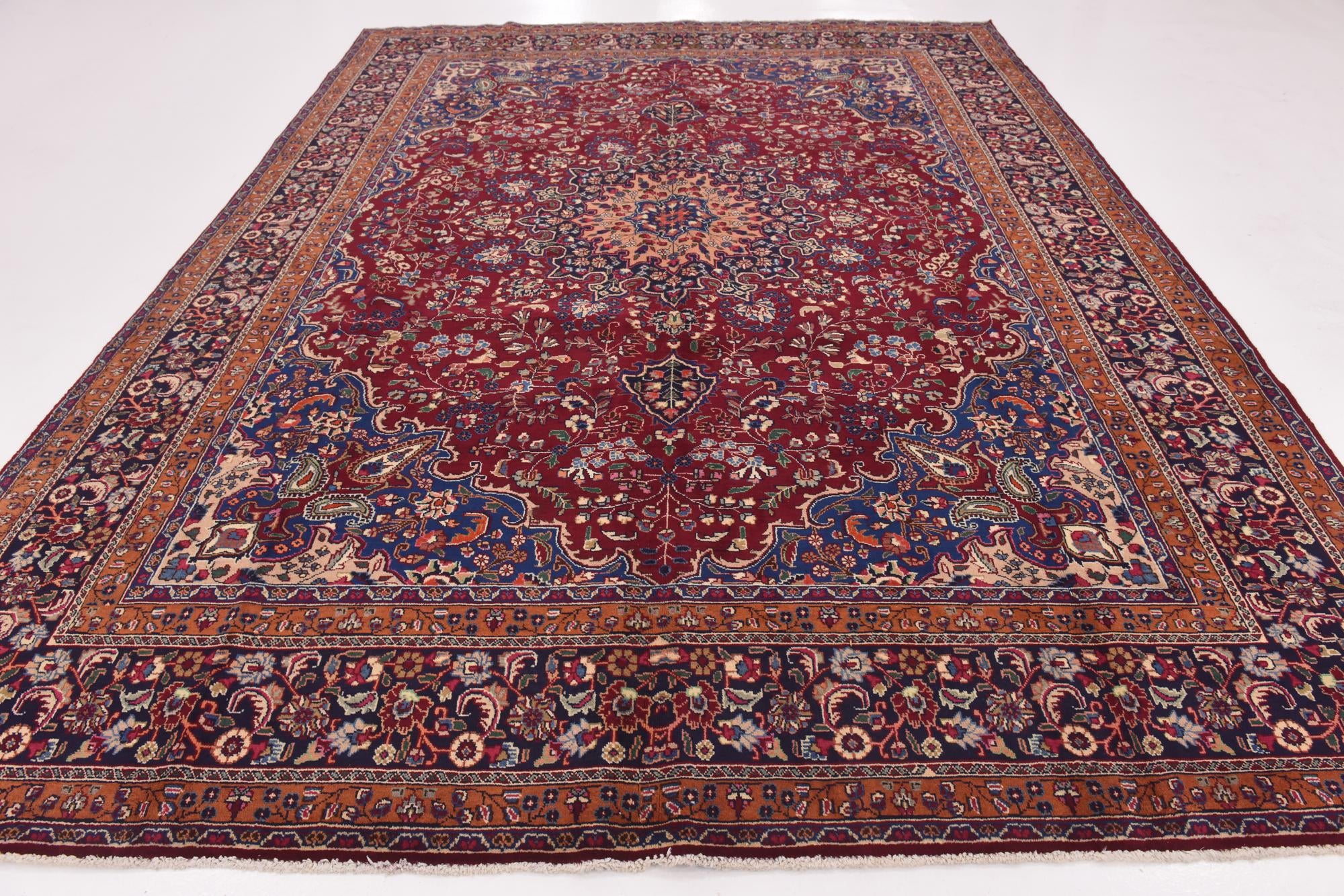 9' 6 x 12' 9 Hand Knotted Mashad Persian Wool Rug