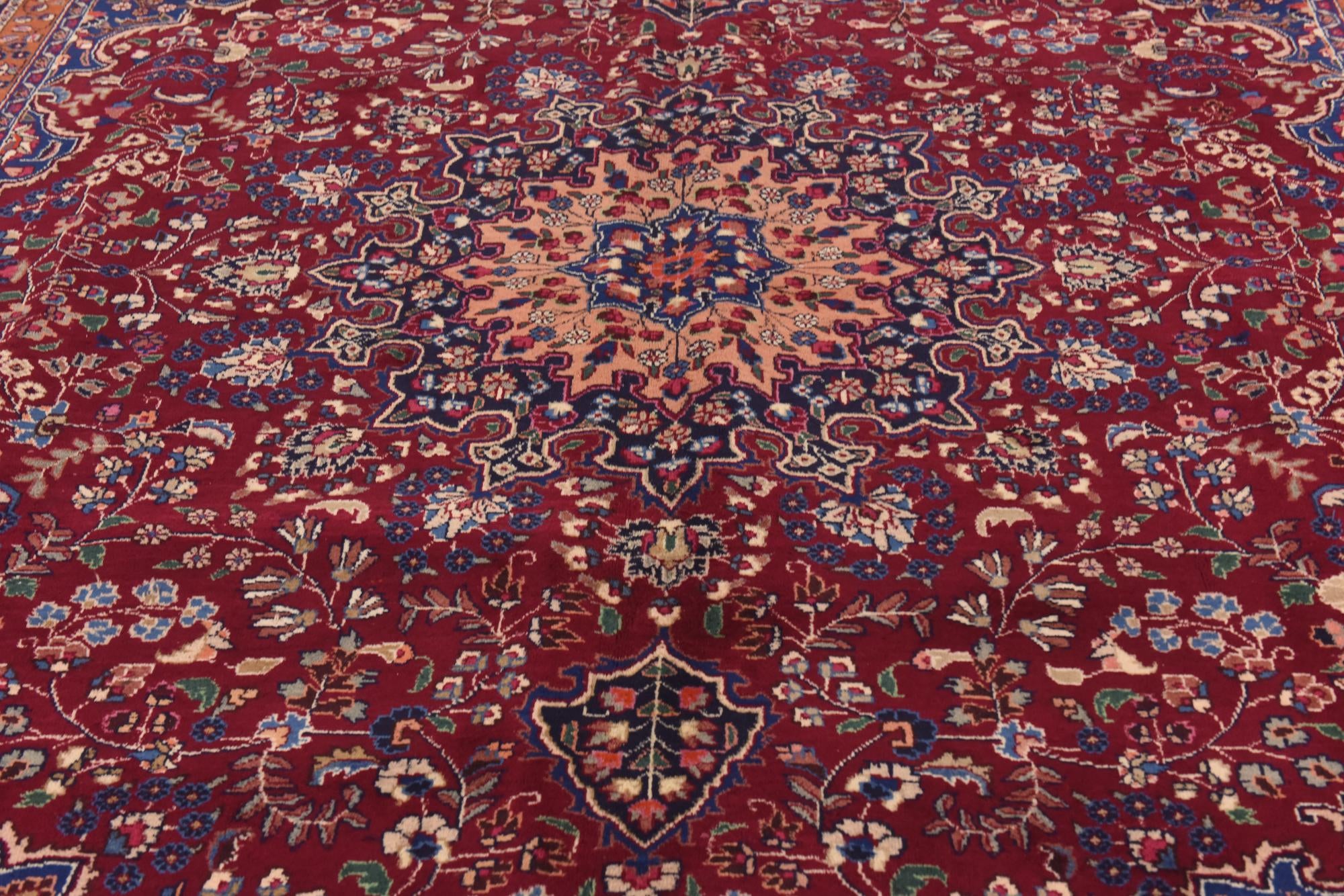 9' 6 x 12' 9 Hand Knotted Mashad Persian Wool Rug