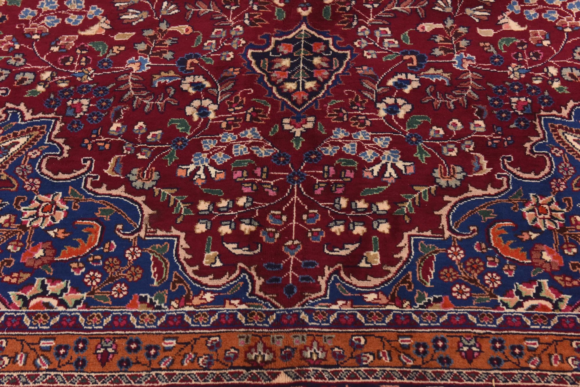 9' 6 x 12' 9 Hand Knotted Mashad Persian Wool Rug