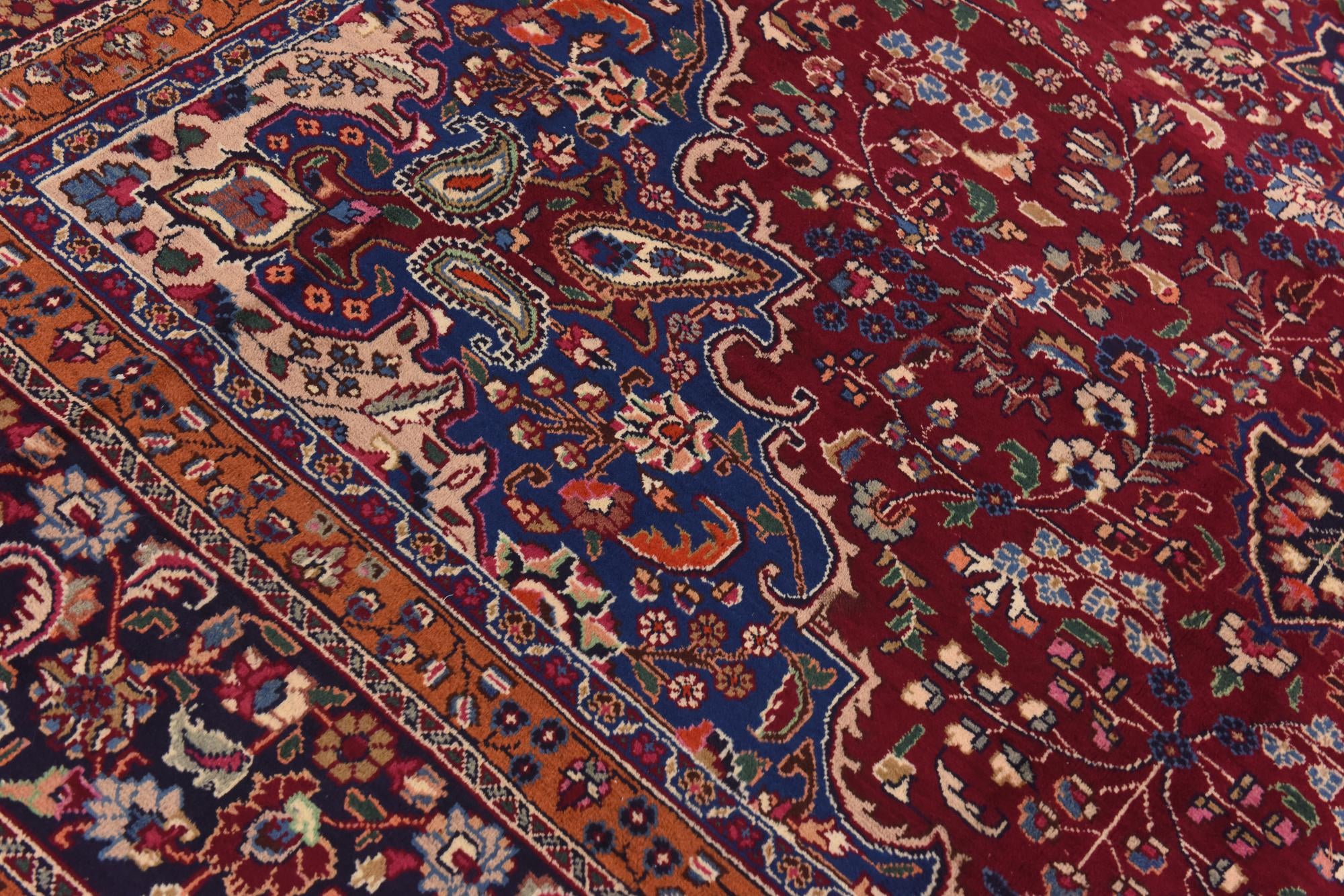 9' 6 x 12' 9 Hand Knotted Mashad Persian Wool Rug