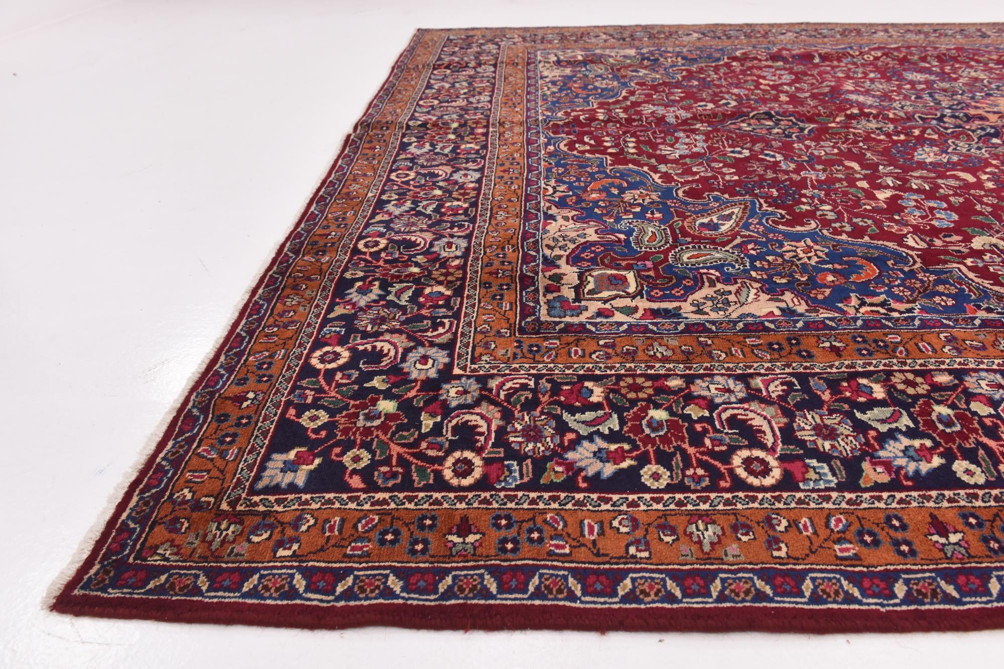9' 6 x 12' 9 Hand Knotted Mashad Persian Wool Rug
