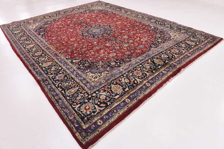 10' x 12' 6 Hand Knotted Mashad Persian Wool Rug