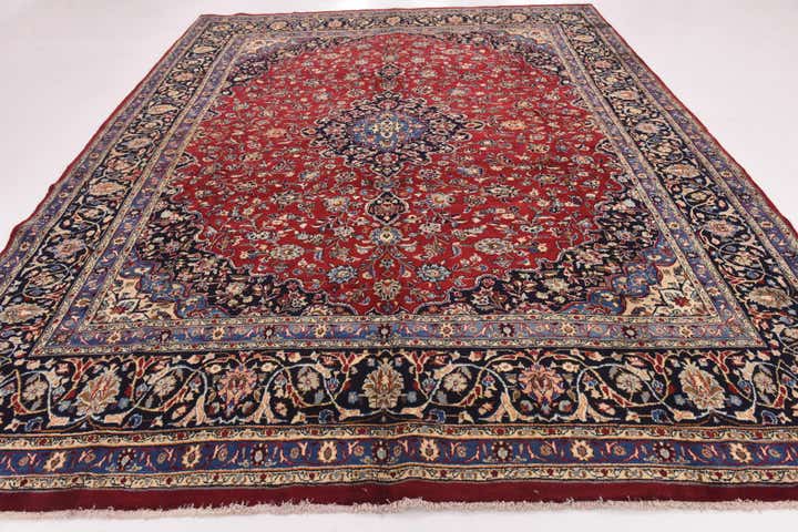 10' x 12' 6 Hand Knotted Mashad Persian Wool Rug