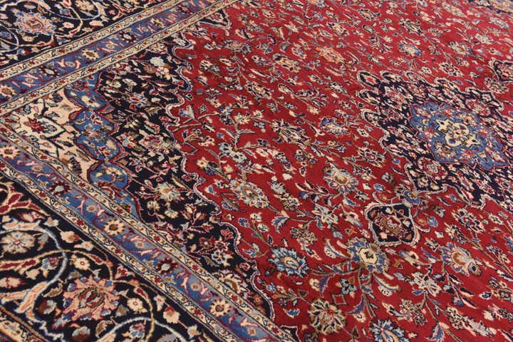 10' x 12' 6 Hand Knotted Mashad Persian Wool Rug