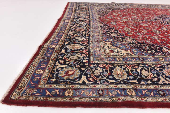 10' x 12' 6 Hand Knotted Mashad Persian Wool Rug