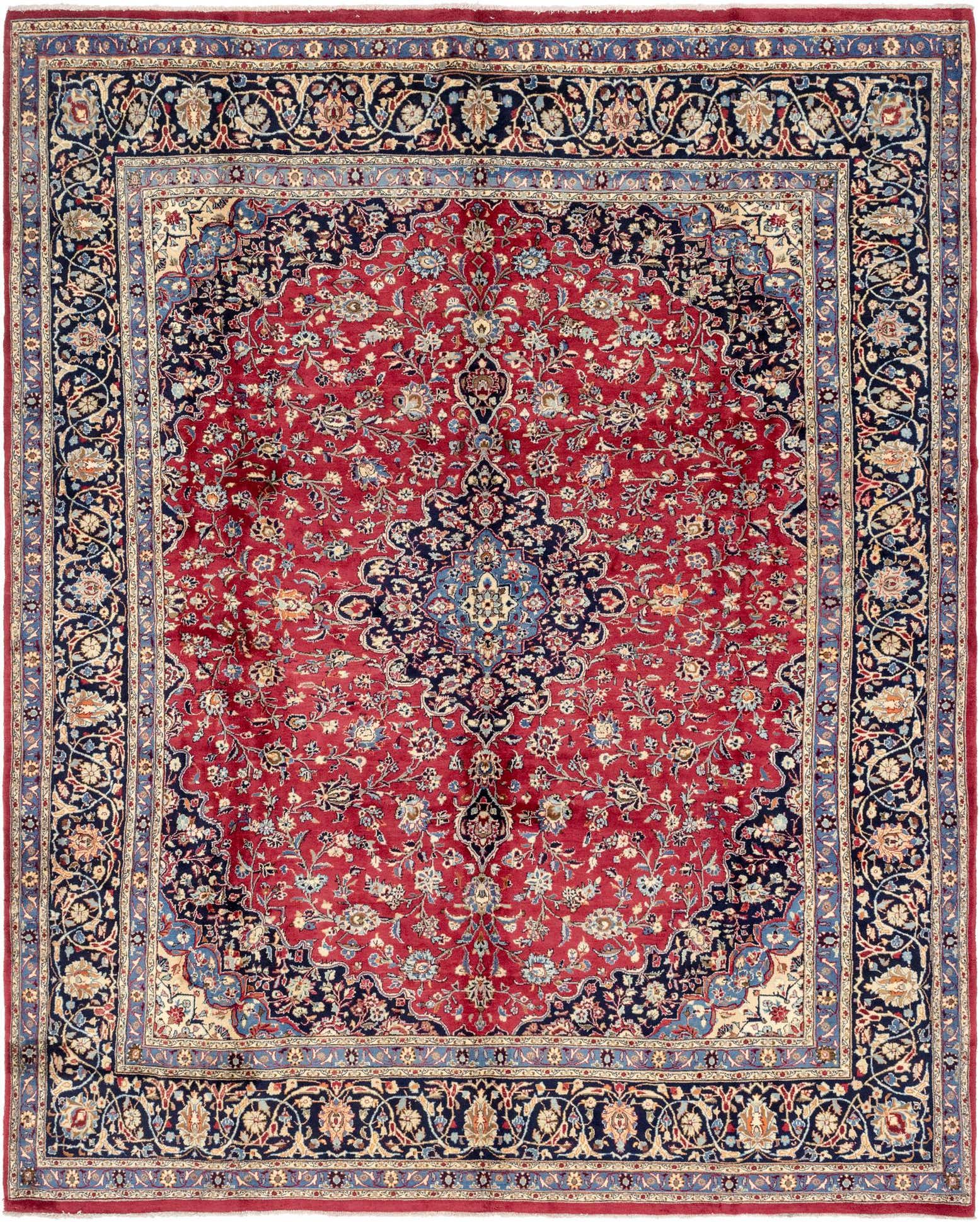 10' x 12' 6 Hand Knotted Mashad Persian Wool Rug