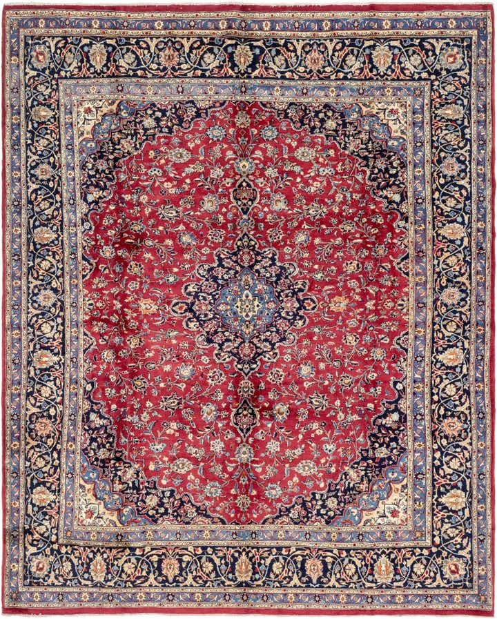 10' x 12' 6 Hand Knotted Mashad Persian Wool Rug