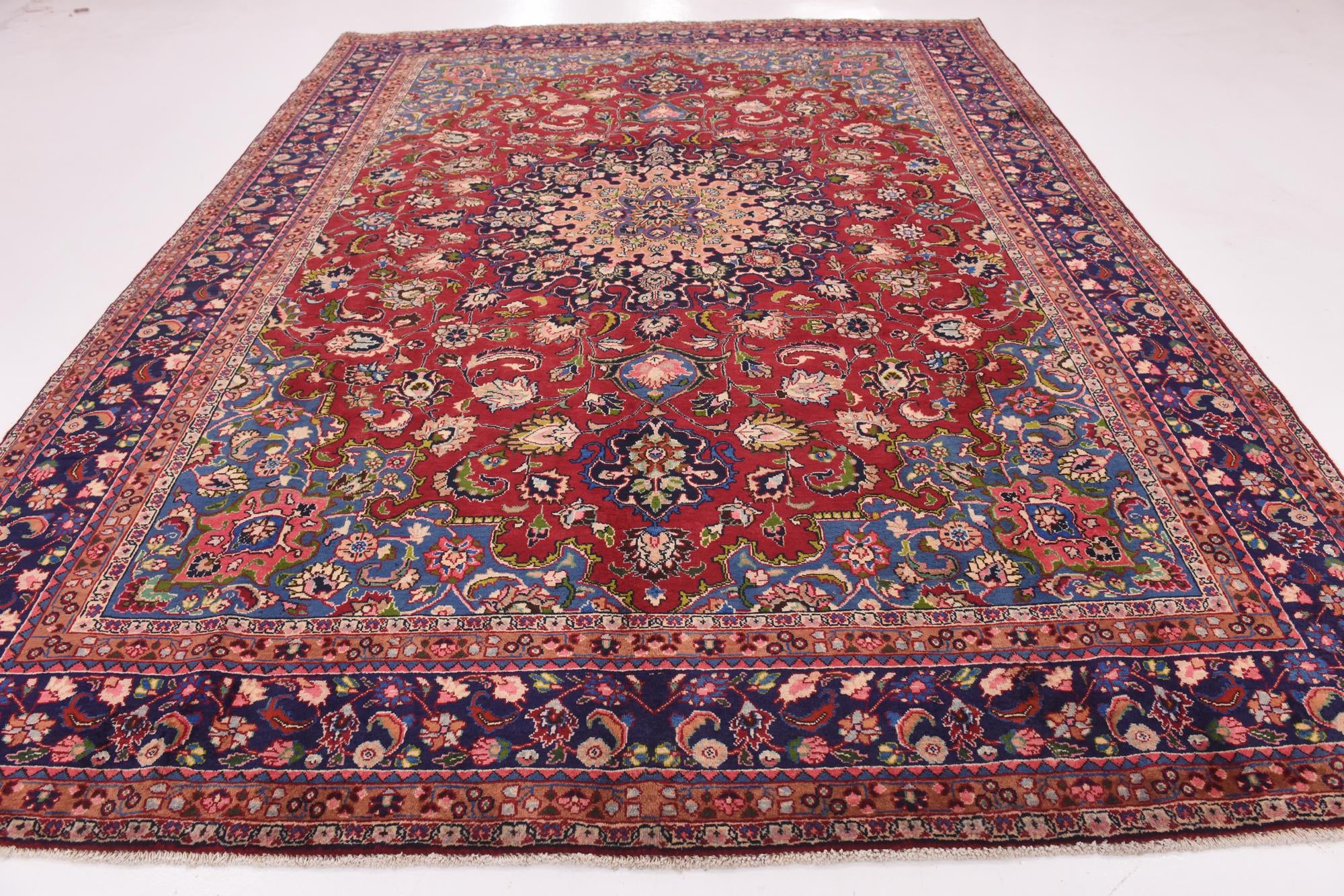 9' 7 x 12' 8 Hand Knotted Mashad Persian Wool Rug