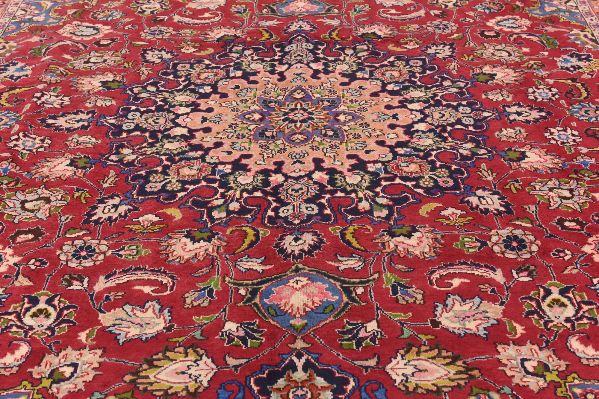 9' 7 x 12' 8 Hand Knotted Mashad Persian Wool Rug
