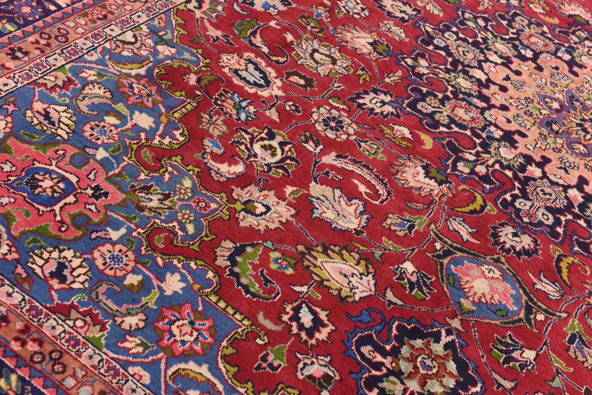 9' 7 x 12' 8 Hand Knotted Mashad Persian Wool Rug