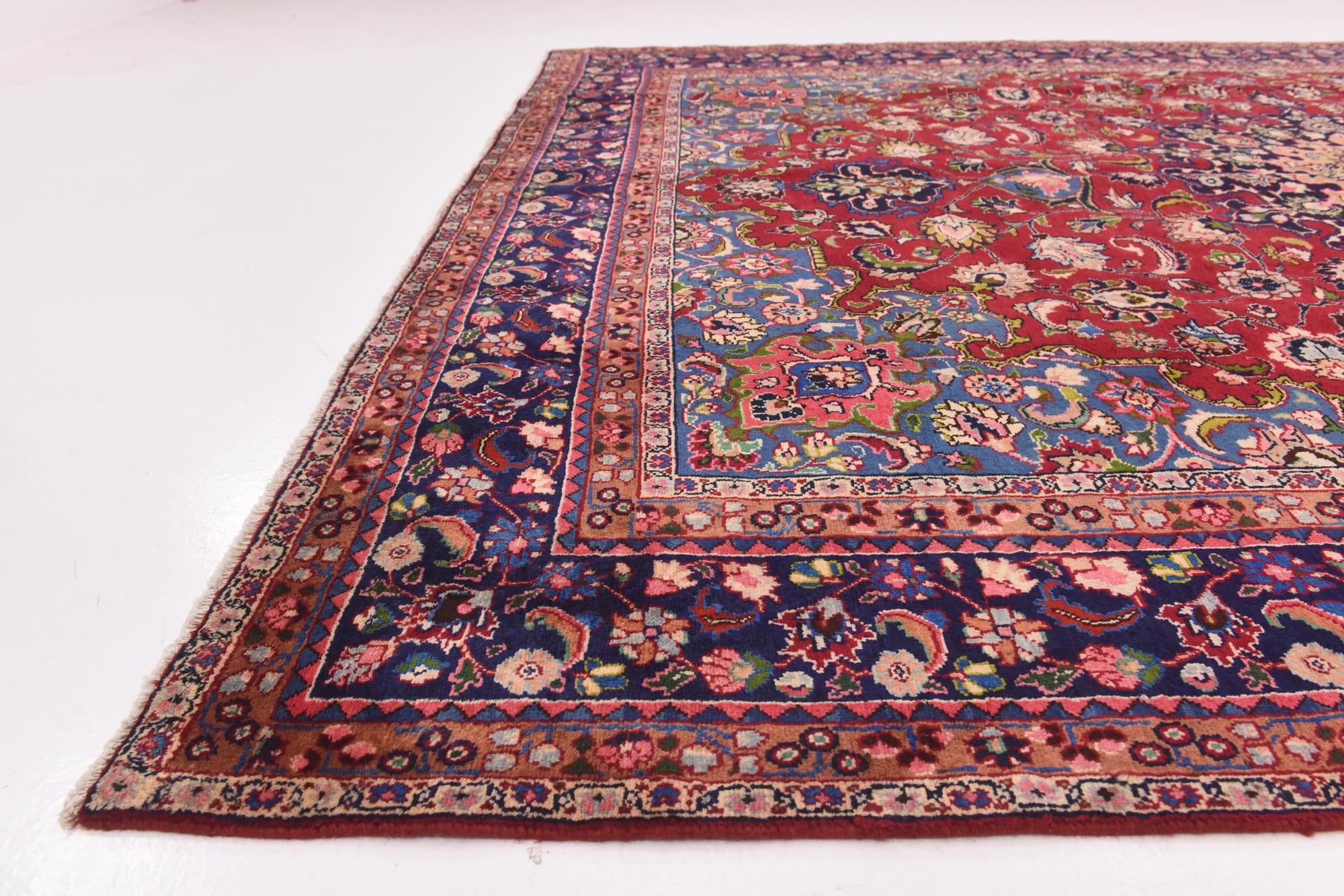 9' 7 x 12' 8 Hand Knotted Mashad Persian Wool Rug