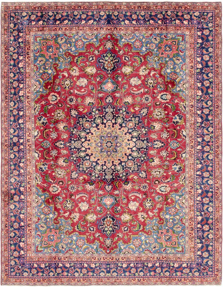 Detail image of 9' 7 x 12' 8 Hand Knotted Mashad Persian Wool Rug