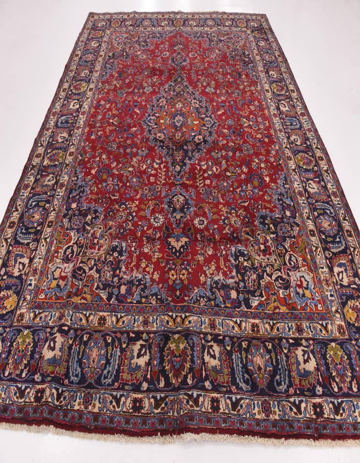 Detail image of 9' 9 x 12'  Hand Knotted Mashad Persian Wool Rug