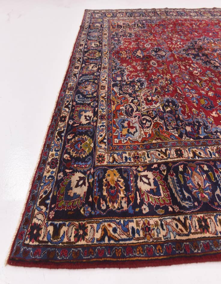 Detail image of 9' 9 x 12'  Hand Knotted Mashad Persian Wool Rug