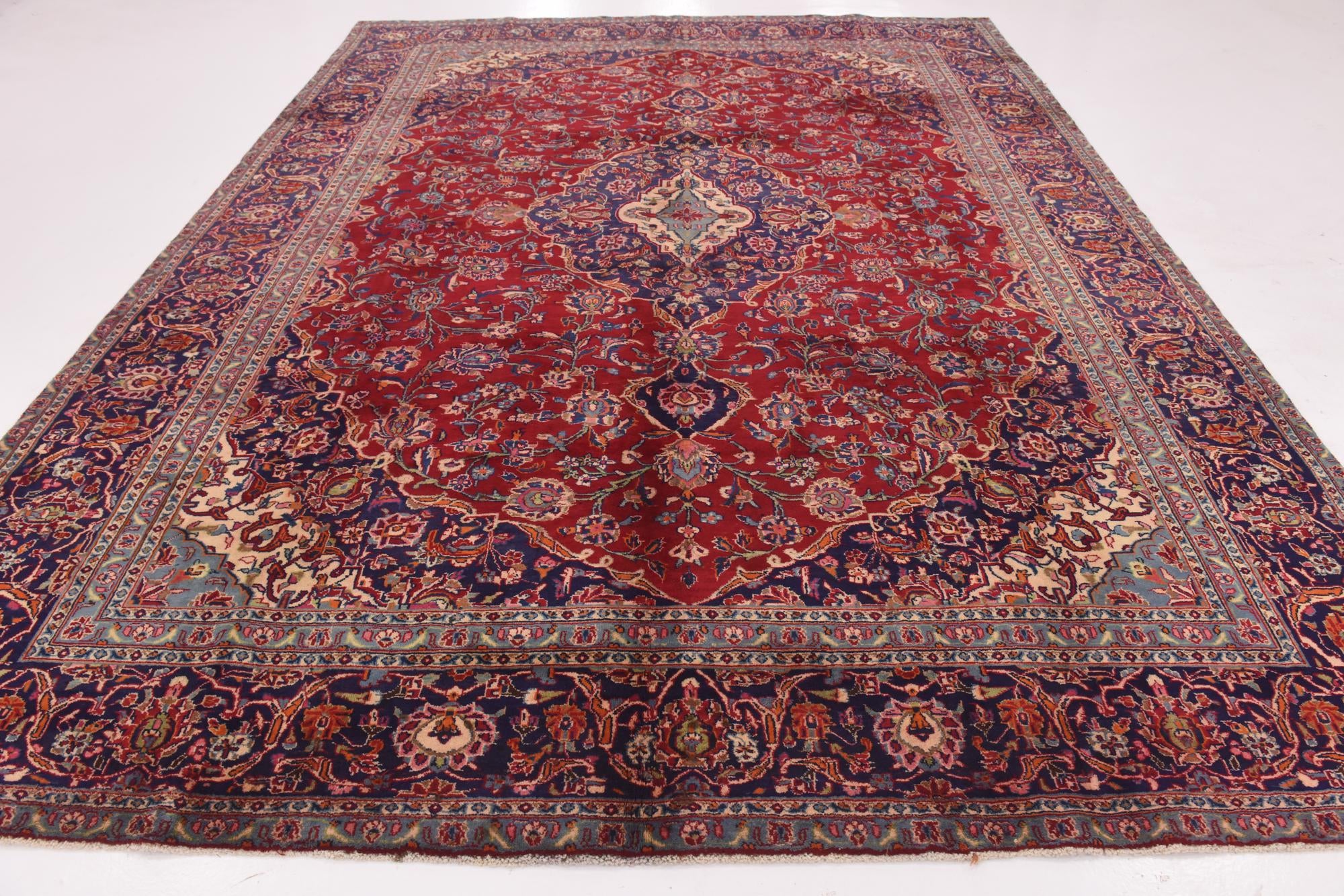 9' 6 x 12' 6 Hand Knotted Mashad Persian Wool Rug