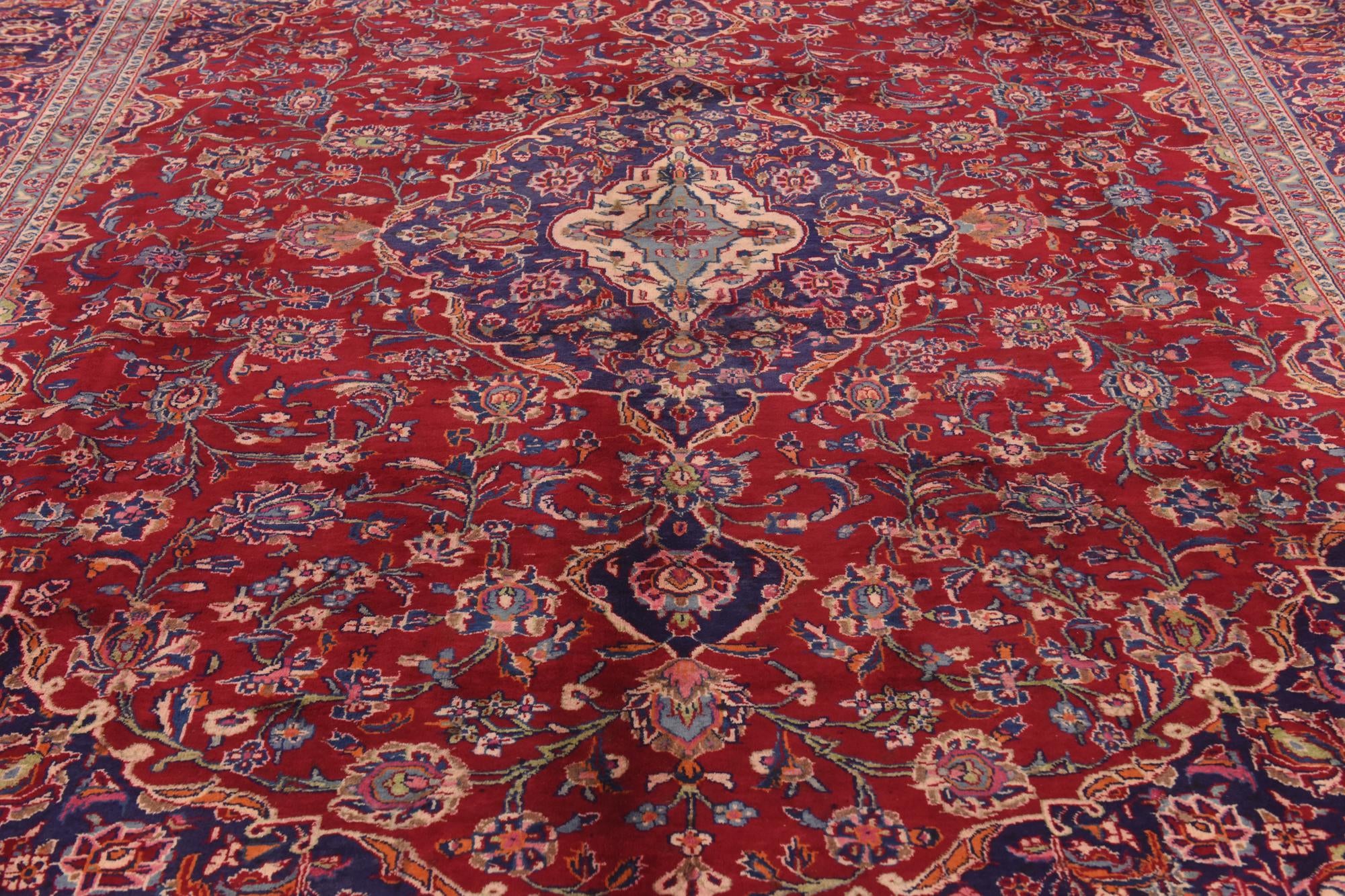 9' 6 x 12' 6 Hand Knotted Mashad Persian Wool Rug