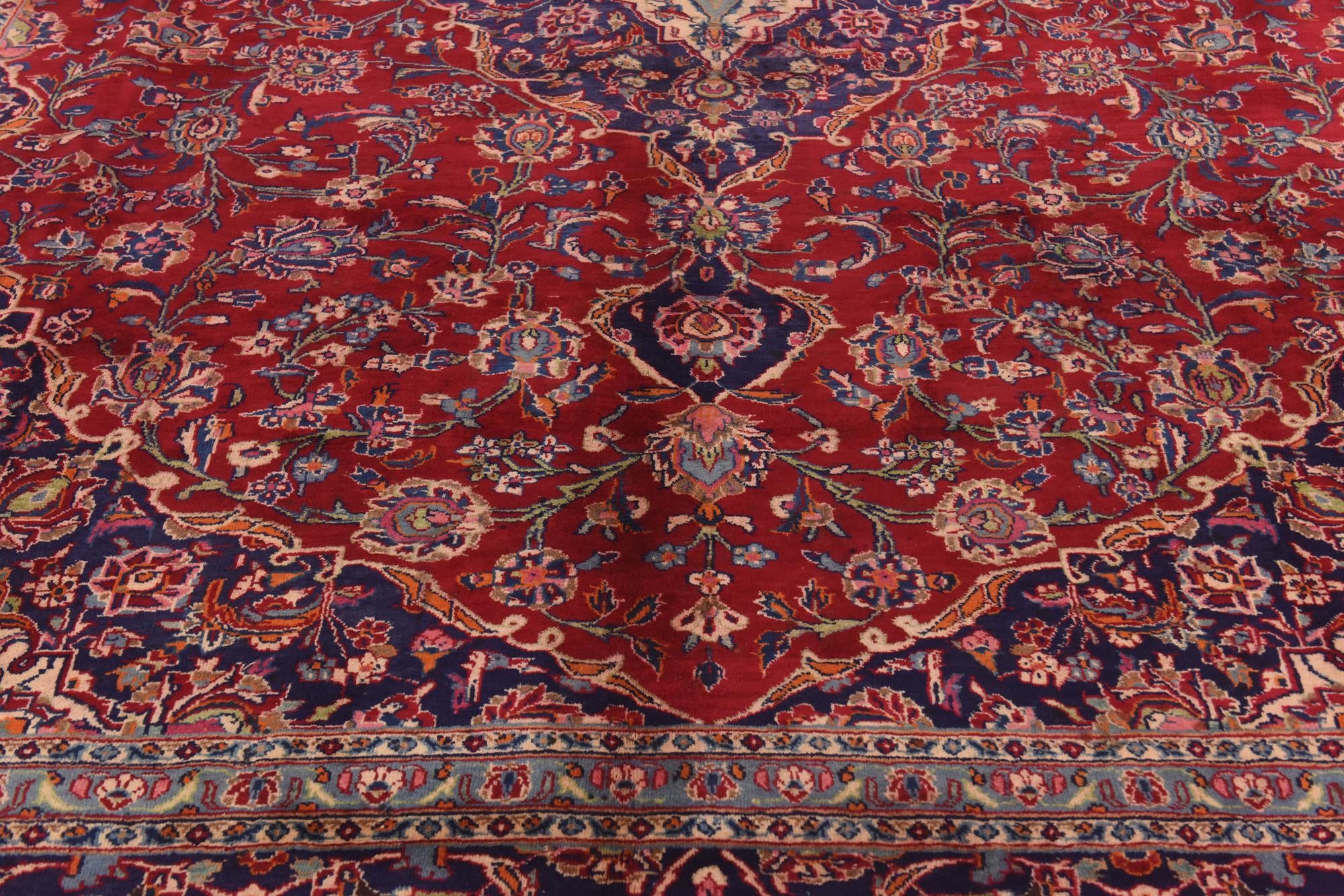 9' 6 x 12' 6 Hand Knotted Mashad Persian Wool Rug