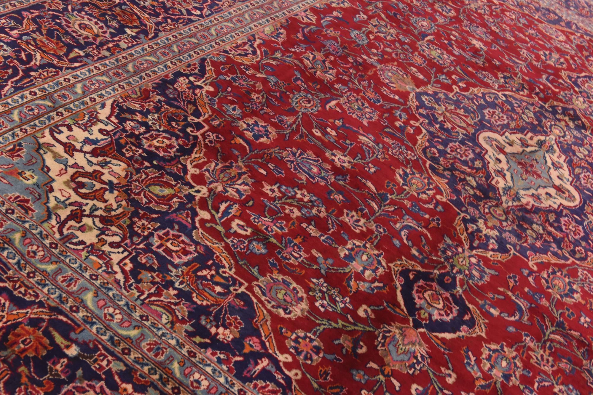 9' 6 x 12' 6 Hand Knotted Mashad Persian Wool Rug