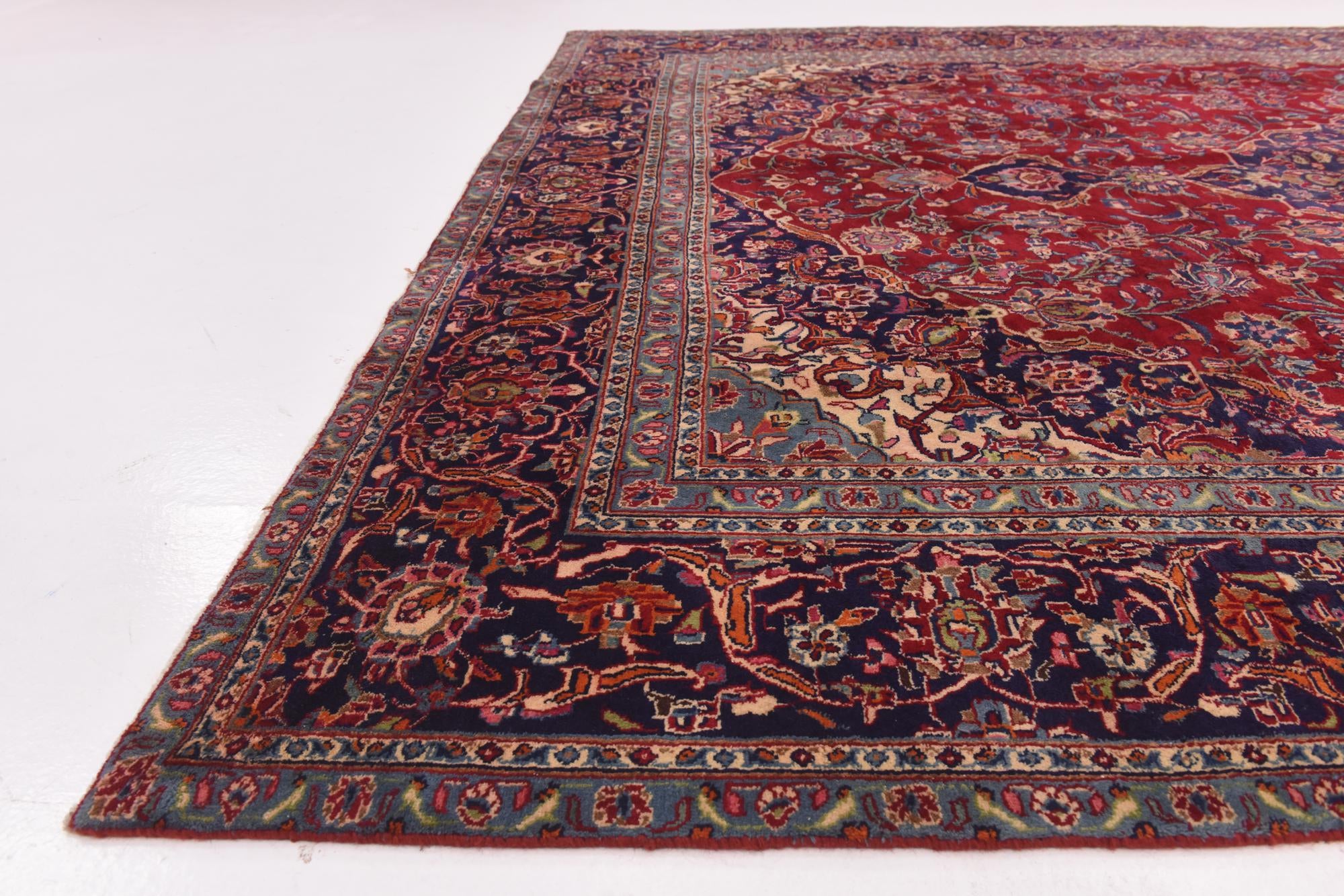 9' 6 x 12' 6 Hand Knotted Mashad Persian Wool Rug
