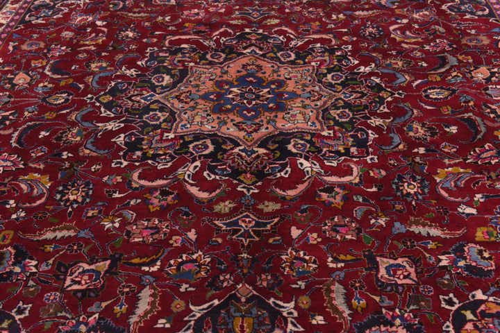 9' 9 x 13' Hand Knotted Mashad Persian Wool Rug