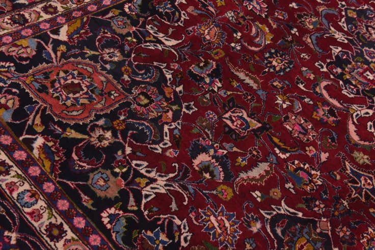 Detail image of 9' 9 x 13' Hand Knotted Mashad Persian Wool Rug