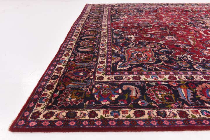 9' 9 x 13' Hand Knotted Mashad Persian Wool Rug