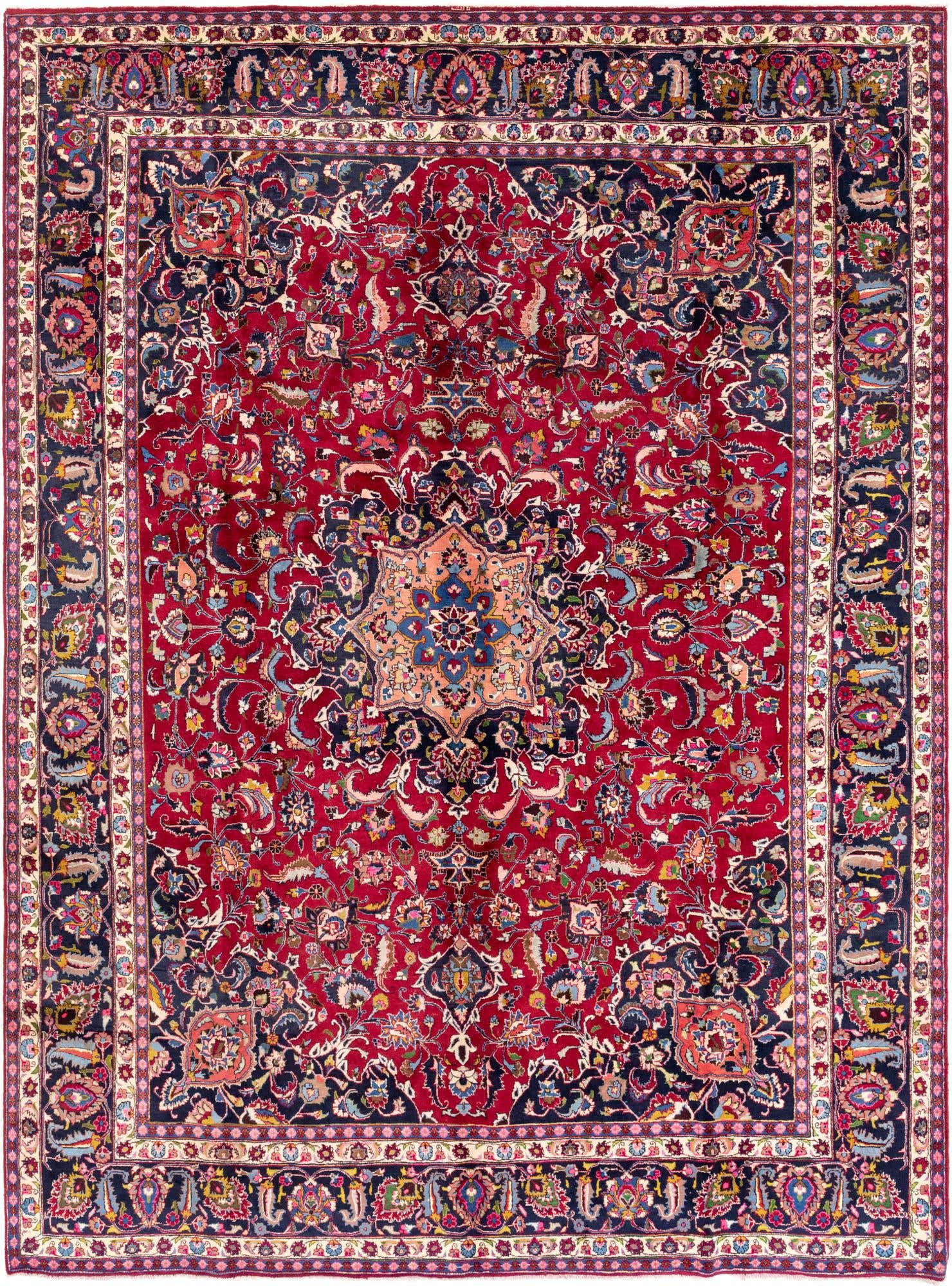 9' 9 x 13' Hand Knotted Mashad Persian Wool Rug