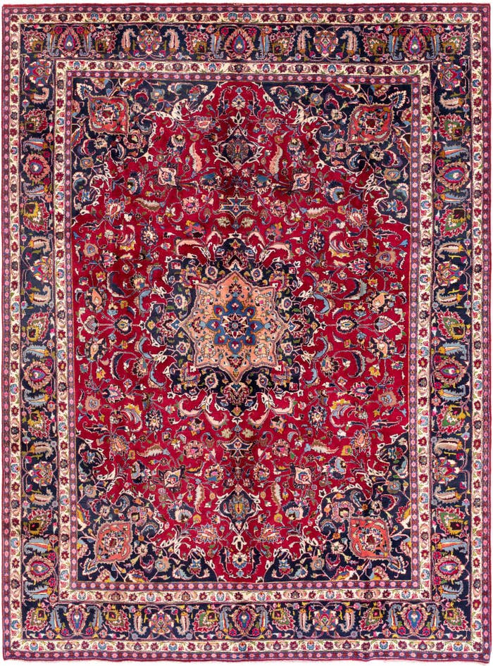 Detail image of 9' 9 x 13' Hand Knotted Mashad Persian Wool Rug