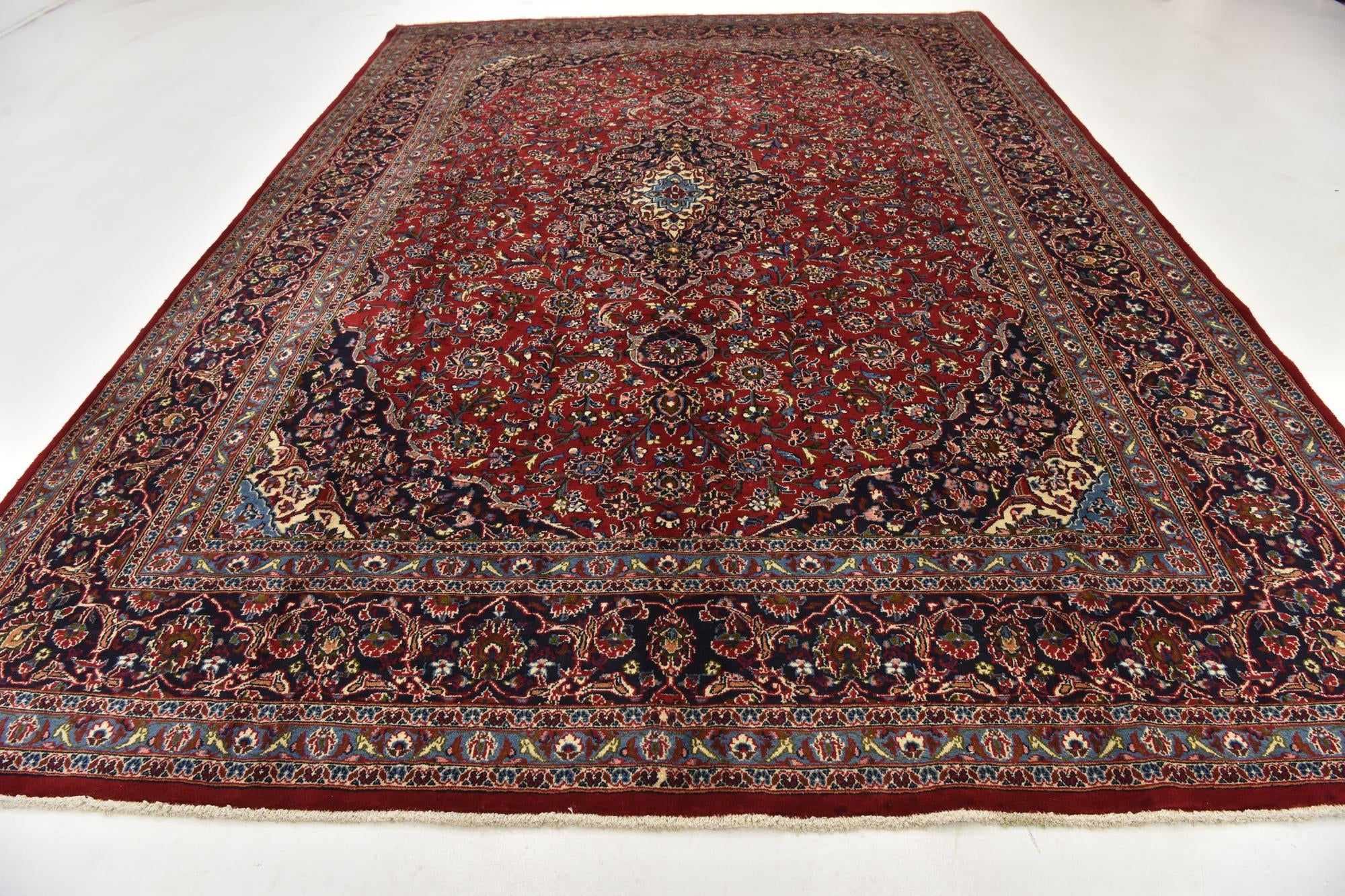 9' 8 x 13' 8 Hand Knotted Mashad Persian Wool Rug