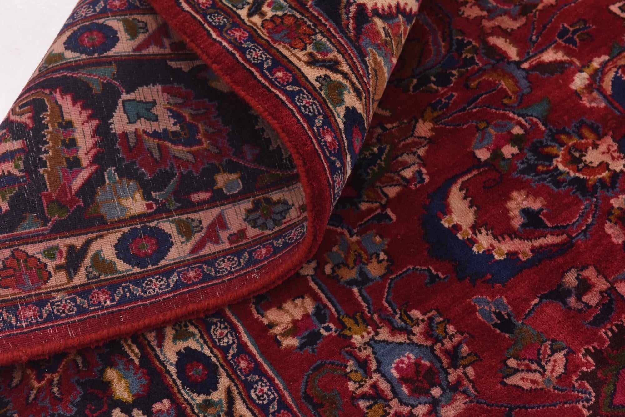 9' 8 x 13' Hand Knotted Mashad Persian Wool Rug