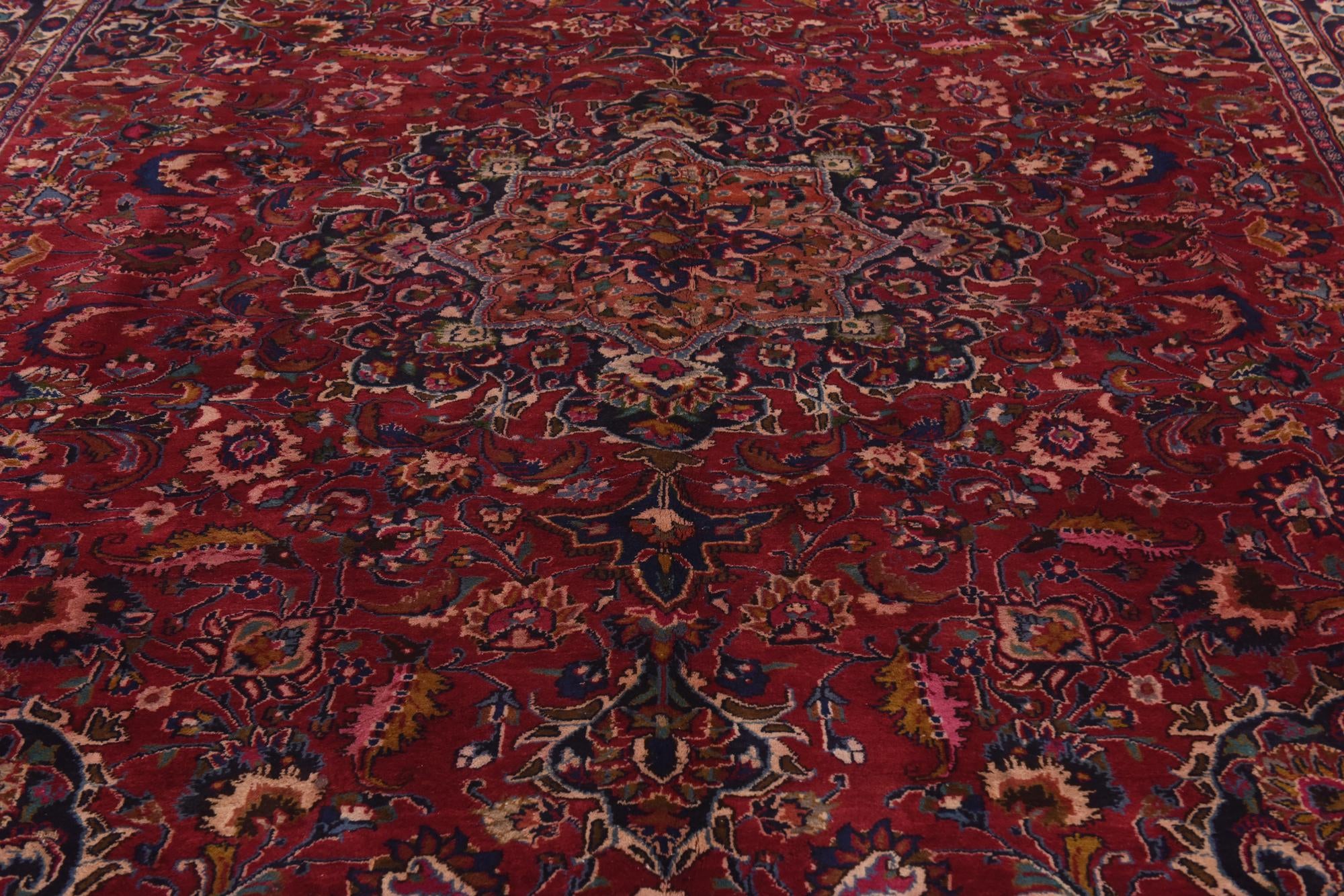 9' 8 x 13' Hand Knotted Mashad Persian Wool Rug