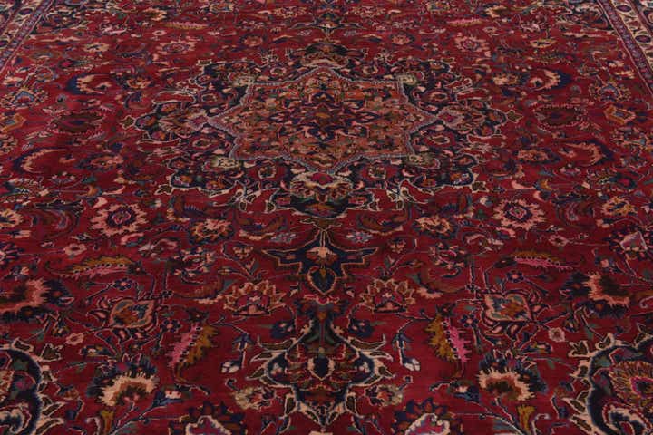 9' 8 x 13' Hand Knotted Mashad Persian Wool Rug