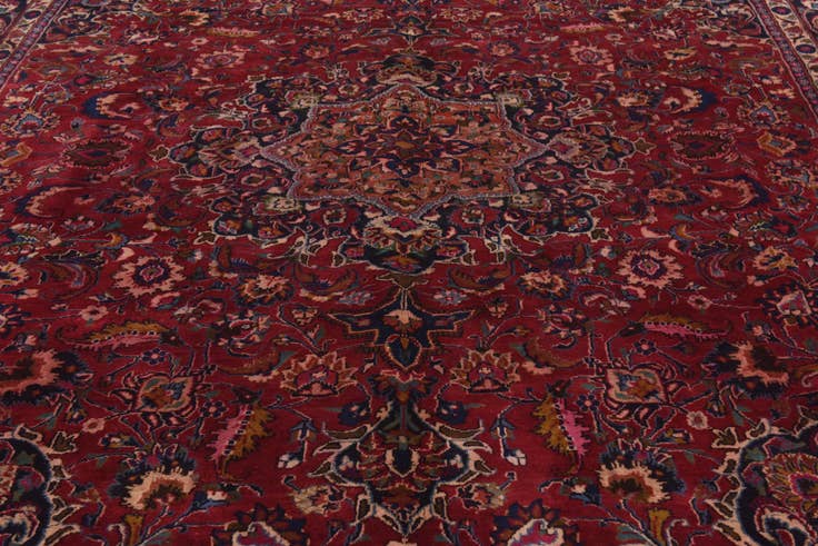 Detail image of 9' 8 x 13' Hand Knotted Mashad Persian Wool Rug