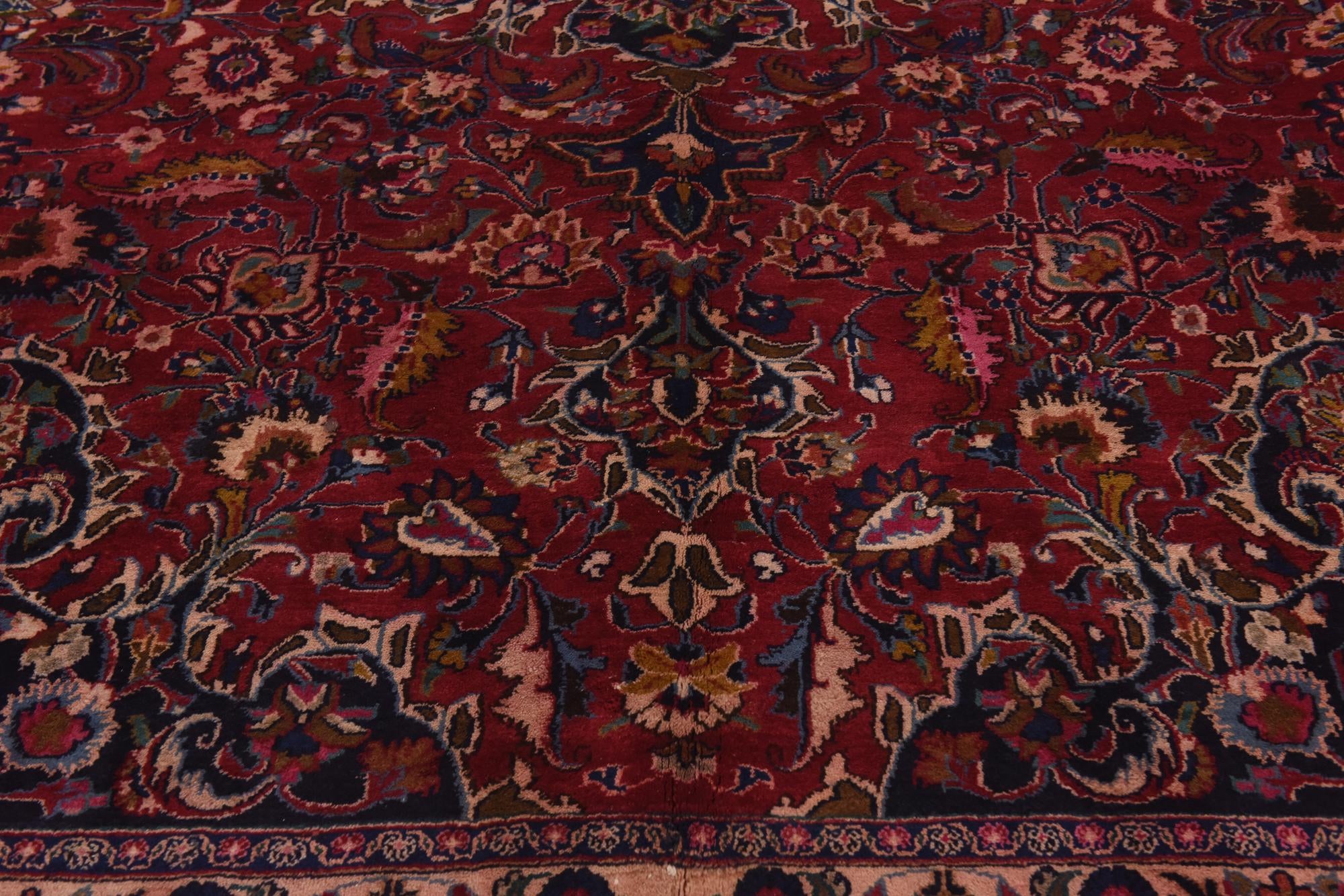 9' 8 x 13' Hand Knotted Mashad Persian Wool Rug