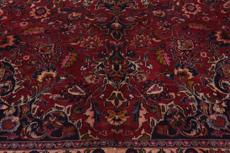 Detail image of 9' 8 x 13' Hand Knotted Mashad Persian Wool Rug