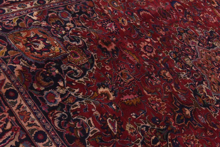 Detail image of 9' 8 x 13' Hand Knotted Mashad Persian Wool Rug