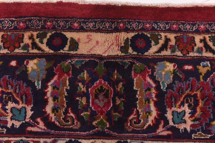 Detail image of 9' 8 x 13' Hand Knotted Mashad Persian Wool Rug