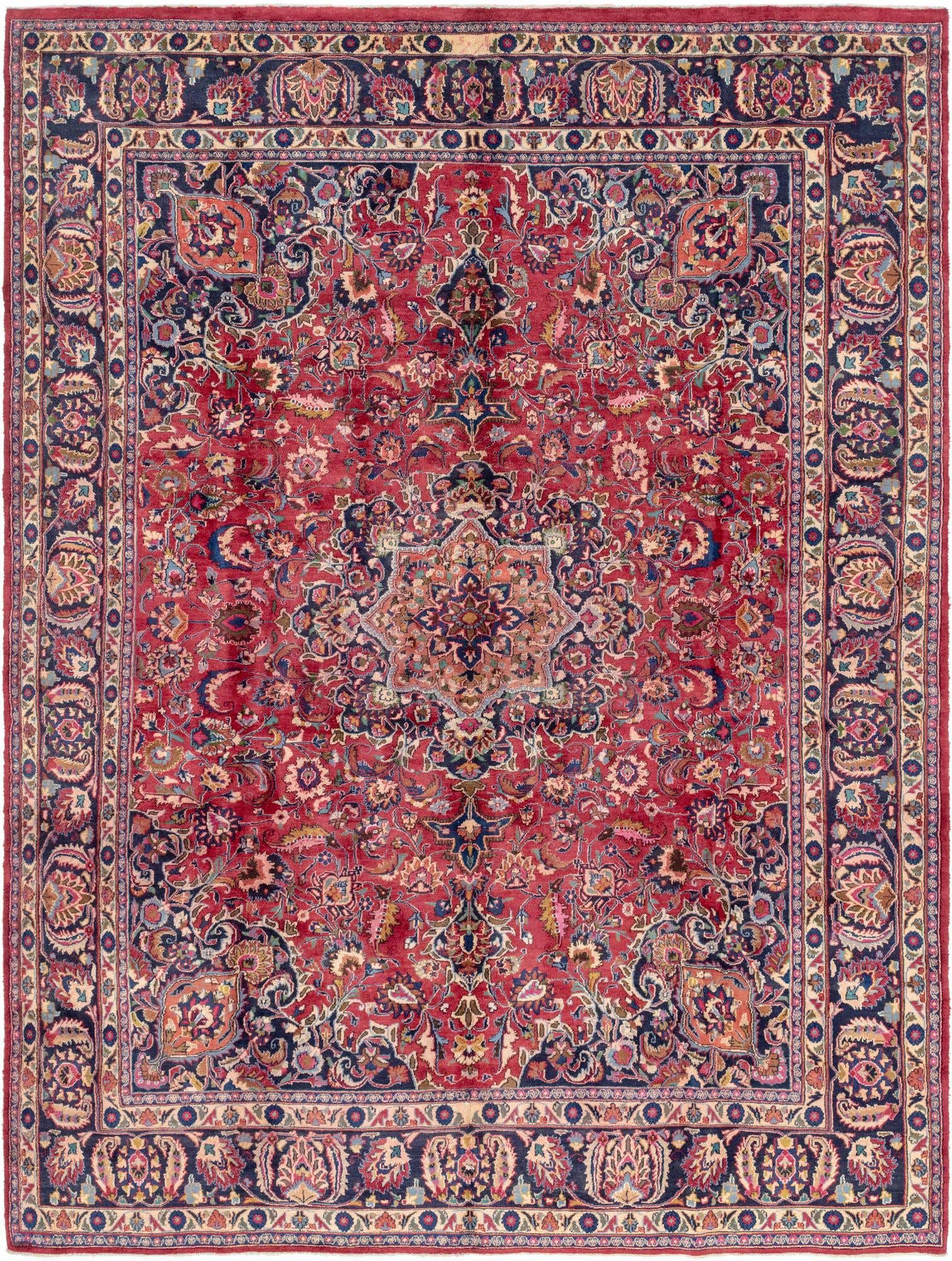 9' 8 x 13' Hand Knotted Mashad Persian Wool Rug